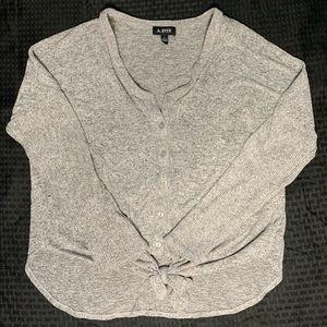 Women’s Gray Button Down Shirt with Tie front Size Large